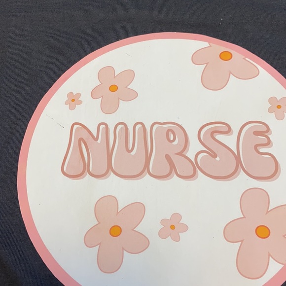 Floral Boho Nurse Long Sleeve T-shirt M - Picture 2 of 6